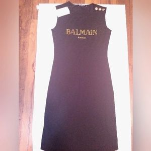 Balmain Black Dress with Gold Accents